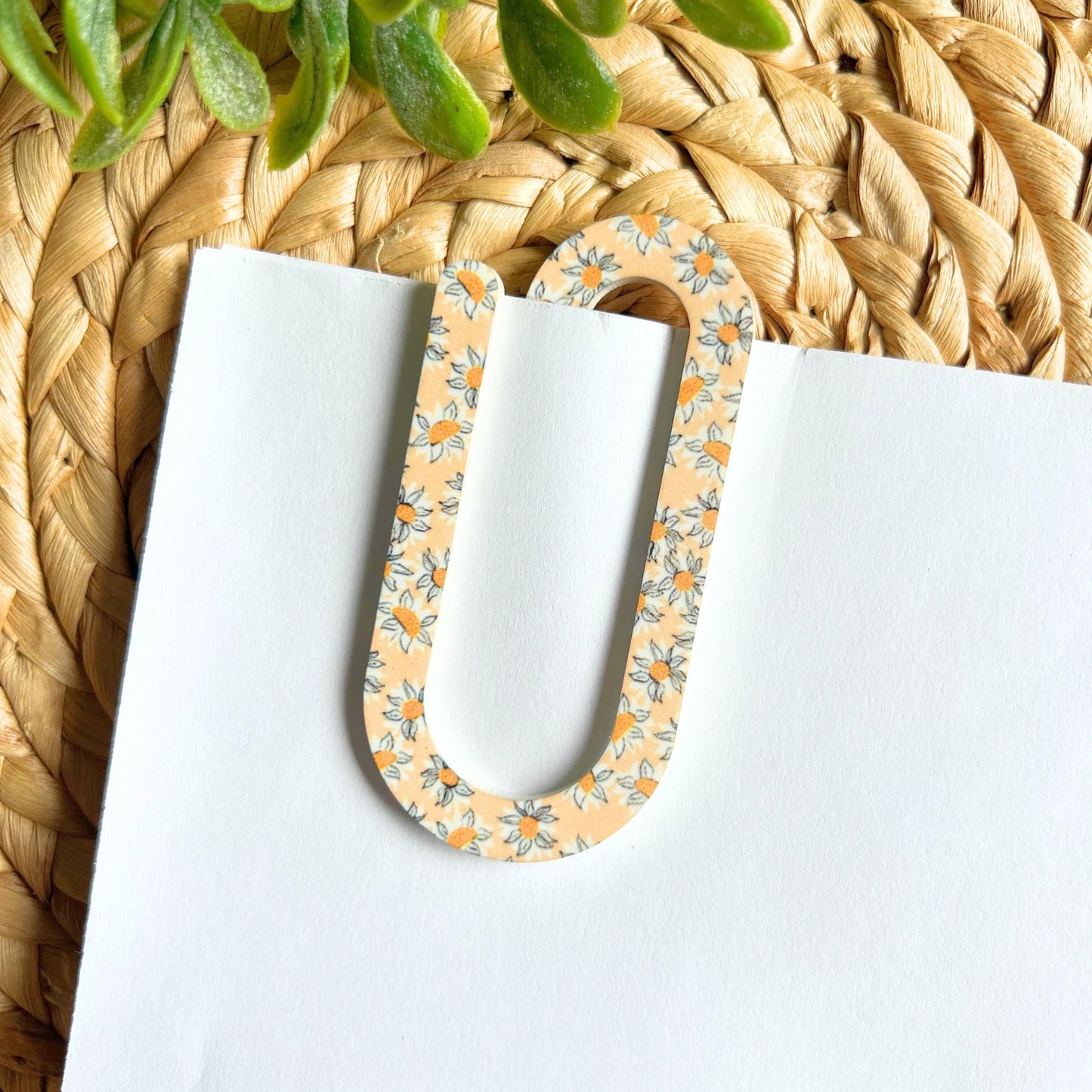 Jumbo Acrylic Paper clips, Vintage Pattern, Floral Paperclips, Back to School, Teacher Gifts, Office Supplies, bookmark, sunflower