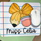 Teacher Mouse Pad, Bow Computer Accessory, Croquette Bows, Pink Computer Accessory, Custom Mouse Pad, Desk Top Mouse, Personalized Mouse Pad