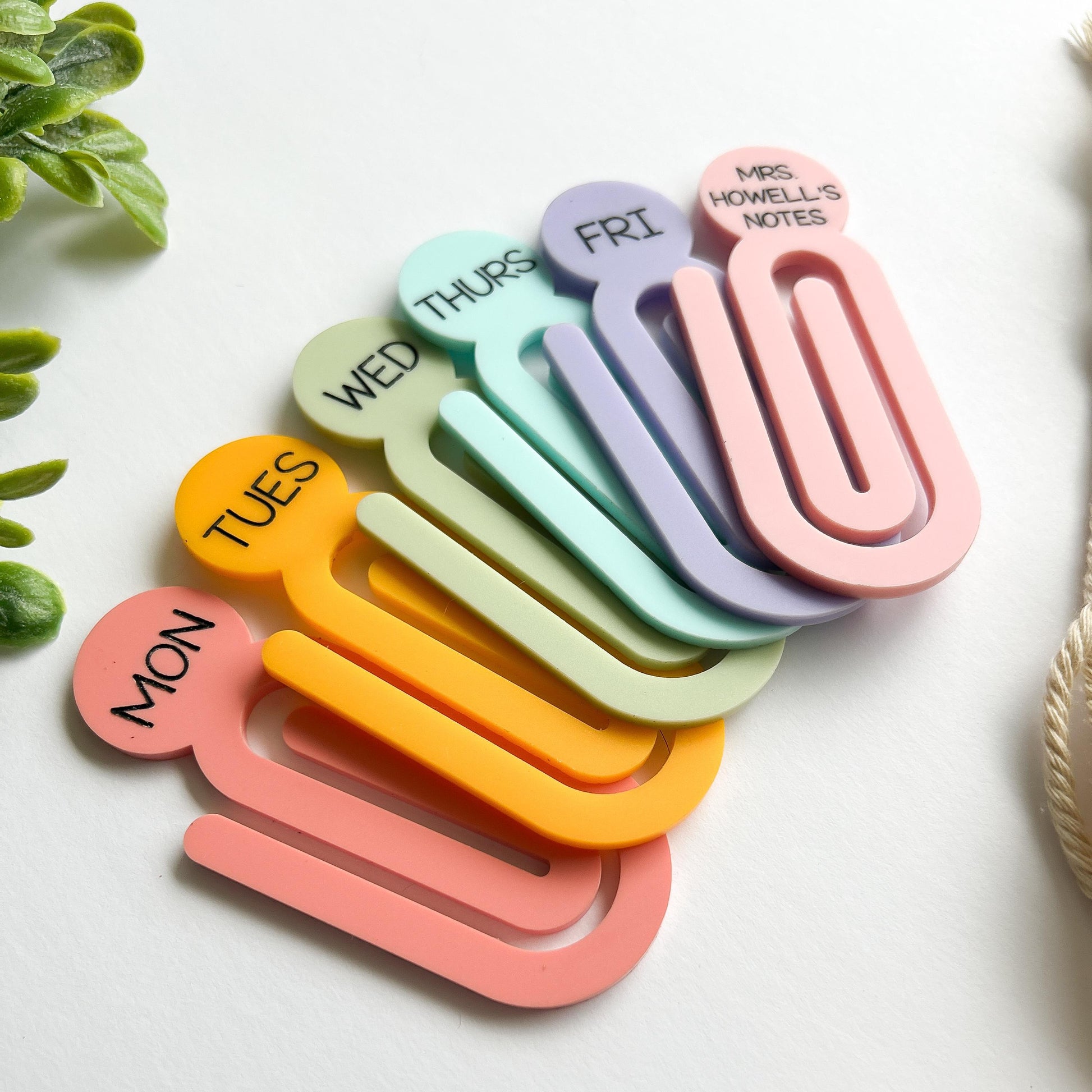 Jumbo Acrylic Paperclips, Teacher Gift • Bookmark • Planner Accessory, Pastel Paper Holder, office accessory, acrylic, bookmark, Paper Clips