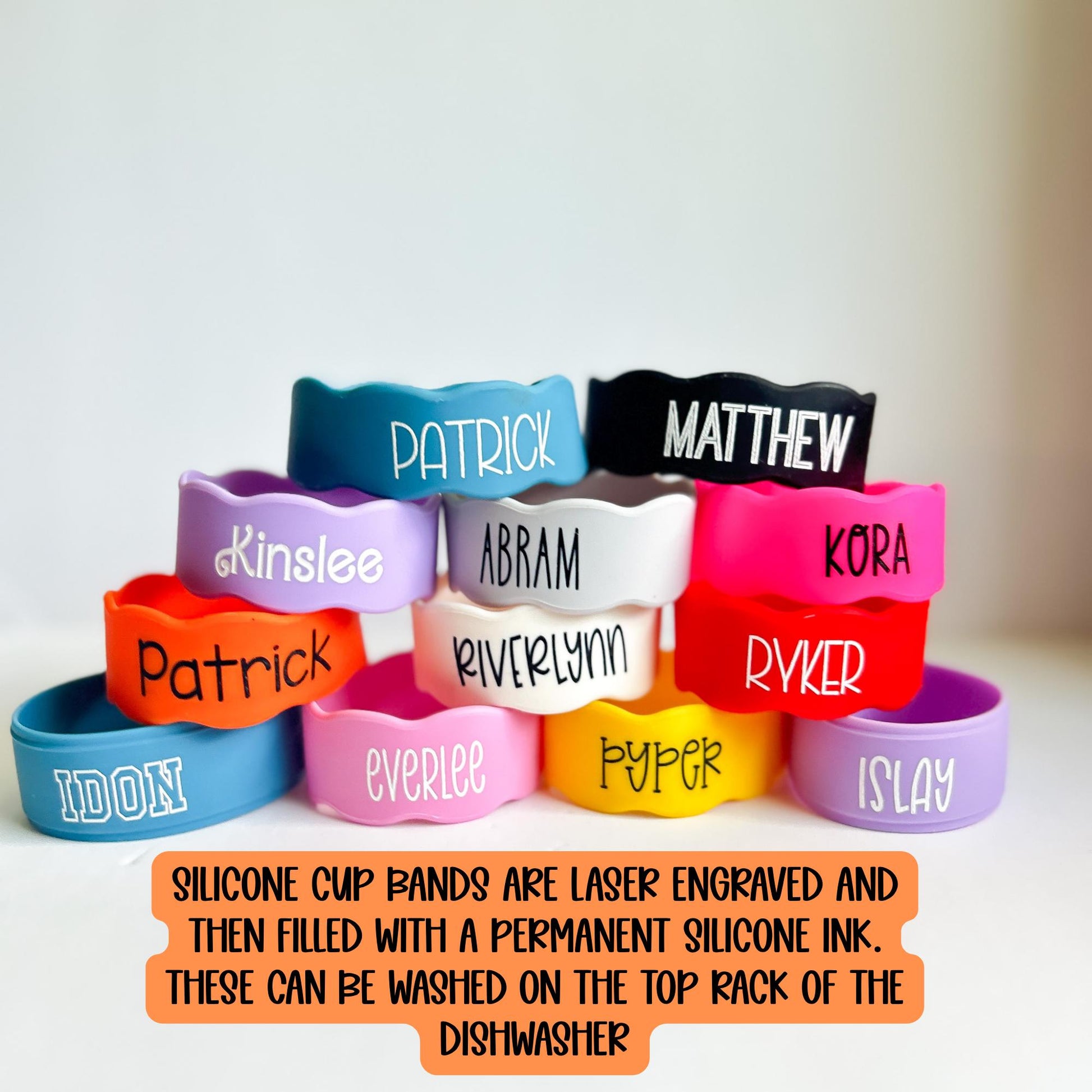 Silicone Cup Label, Baby Bottle Label, Engraved Cup Band, Kids Cup Label, Reusable Label, Permanent Cup Label, Silicone Band, Baby, Daycare