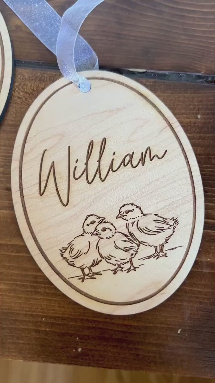 Egg Easter Basket Tag, Kids basket keychain, Easter Label, Easter, Bunny tag, goose, bow tag, chick basket tag