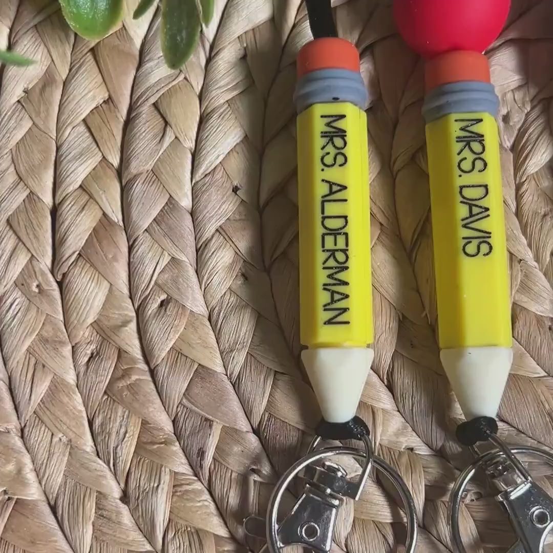 Teacher Lanyard, Pencil Lanyard, Teacher Custom Lanyard, Apple Lanyard, Back to School, Teacher Gift, Composition Notebook